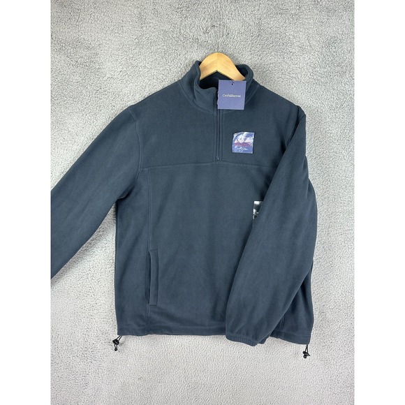 Croft & Barrow Fleece Pullover Mens Medium Blue Quarter Zip Total Eclipse Soft